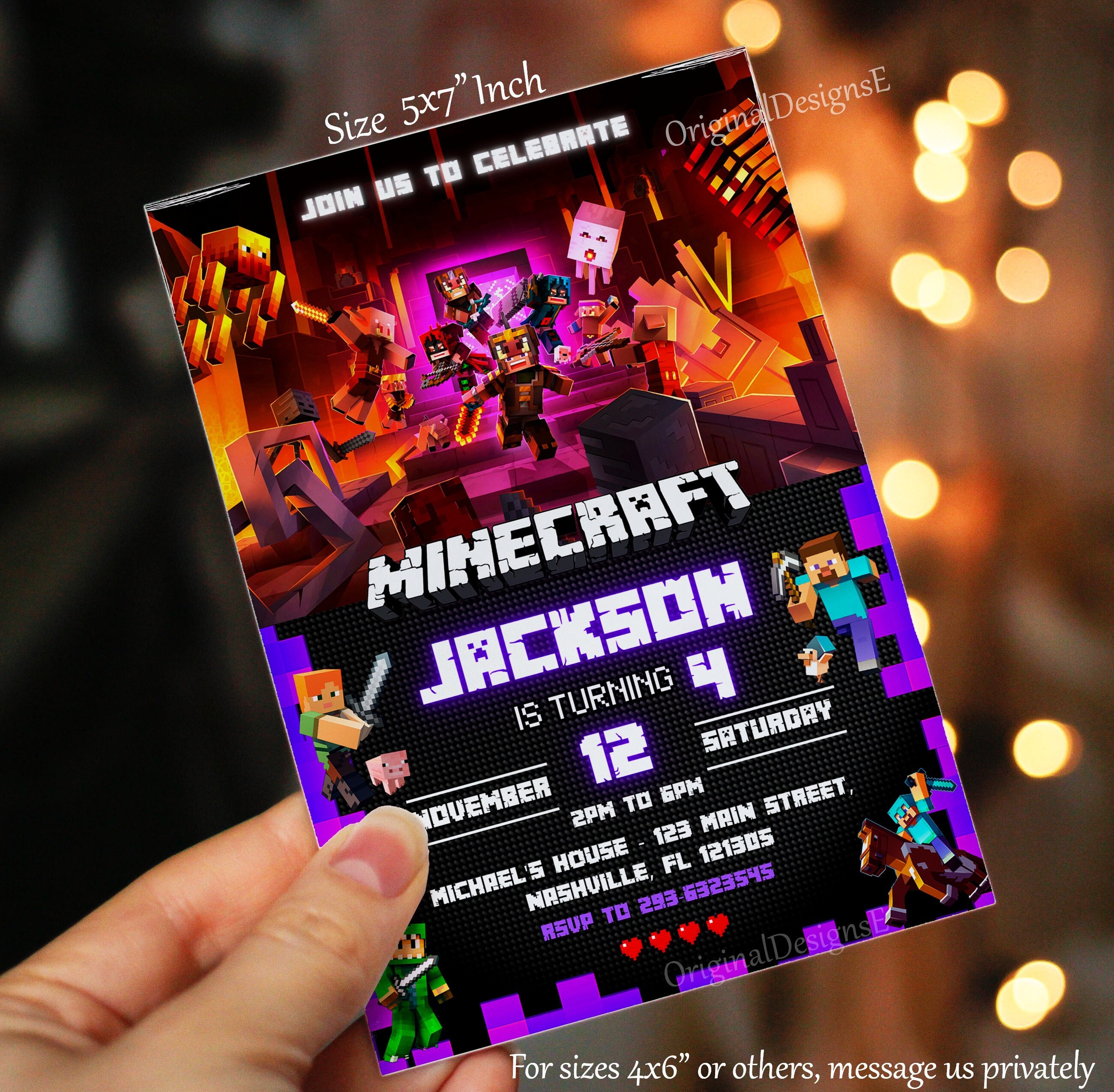 Minecraft Printable + Mobile Invite