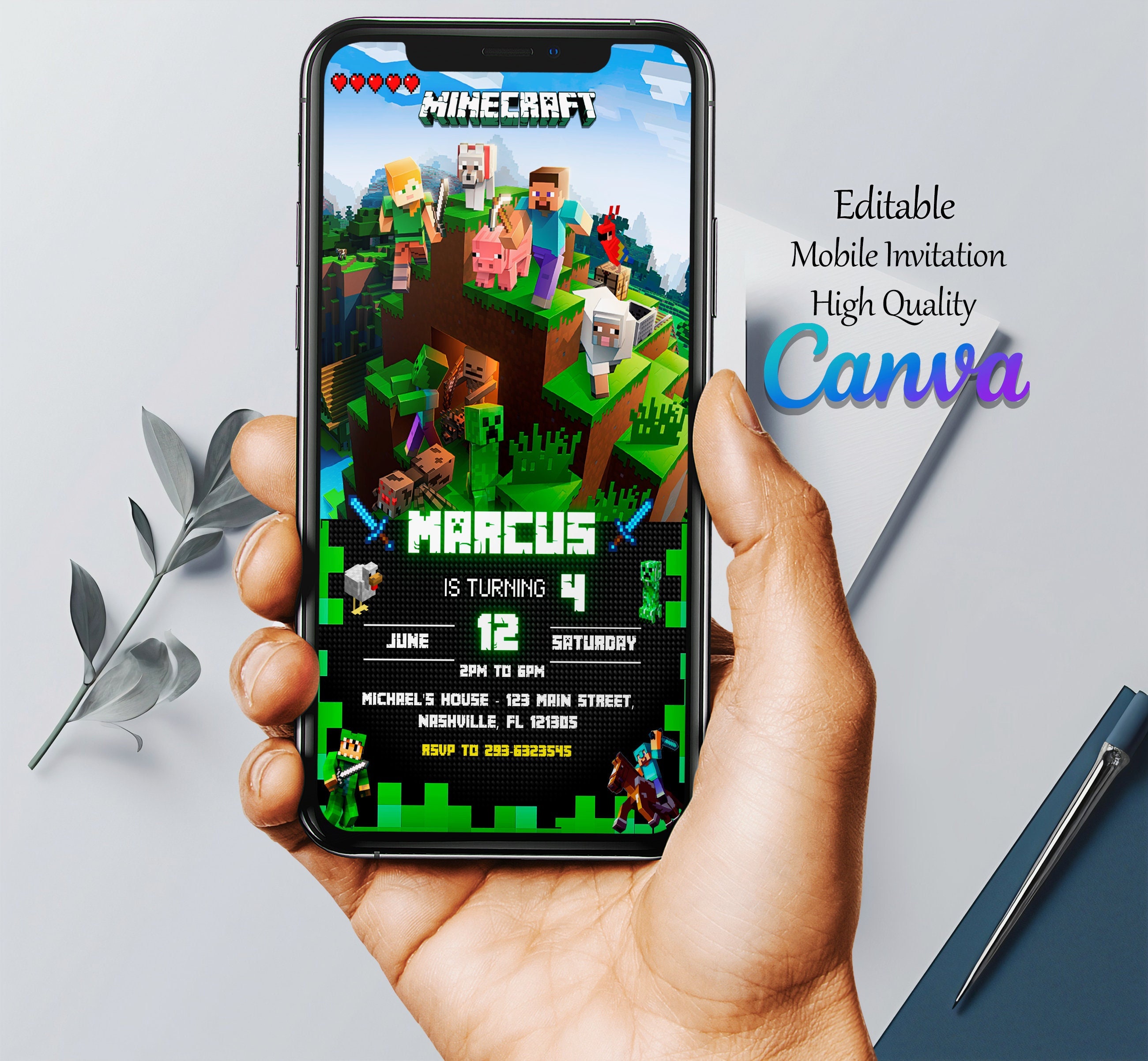 Awesome! Minecraft Birthday Invitation