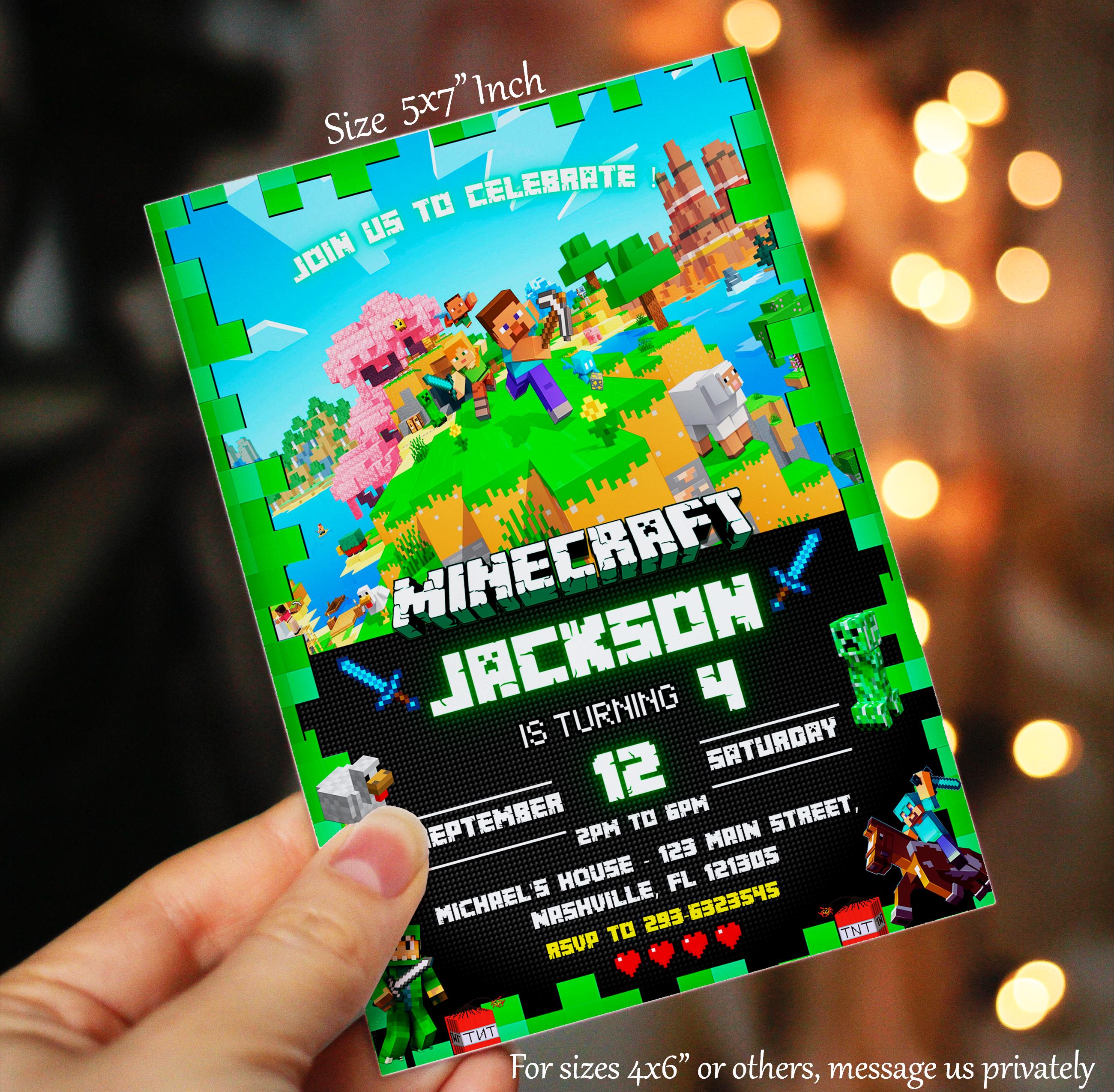 Minecraft Printable Birthday Invitation