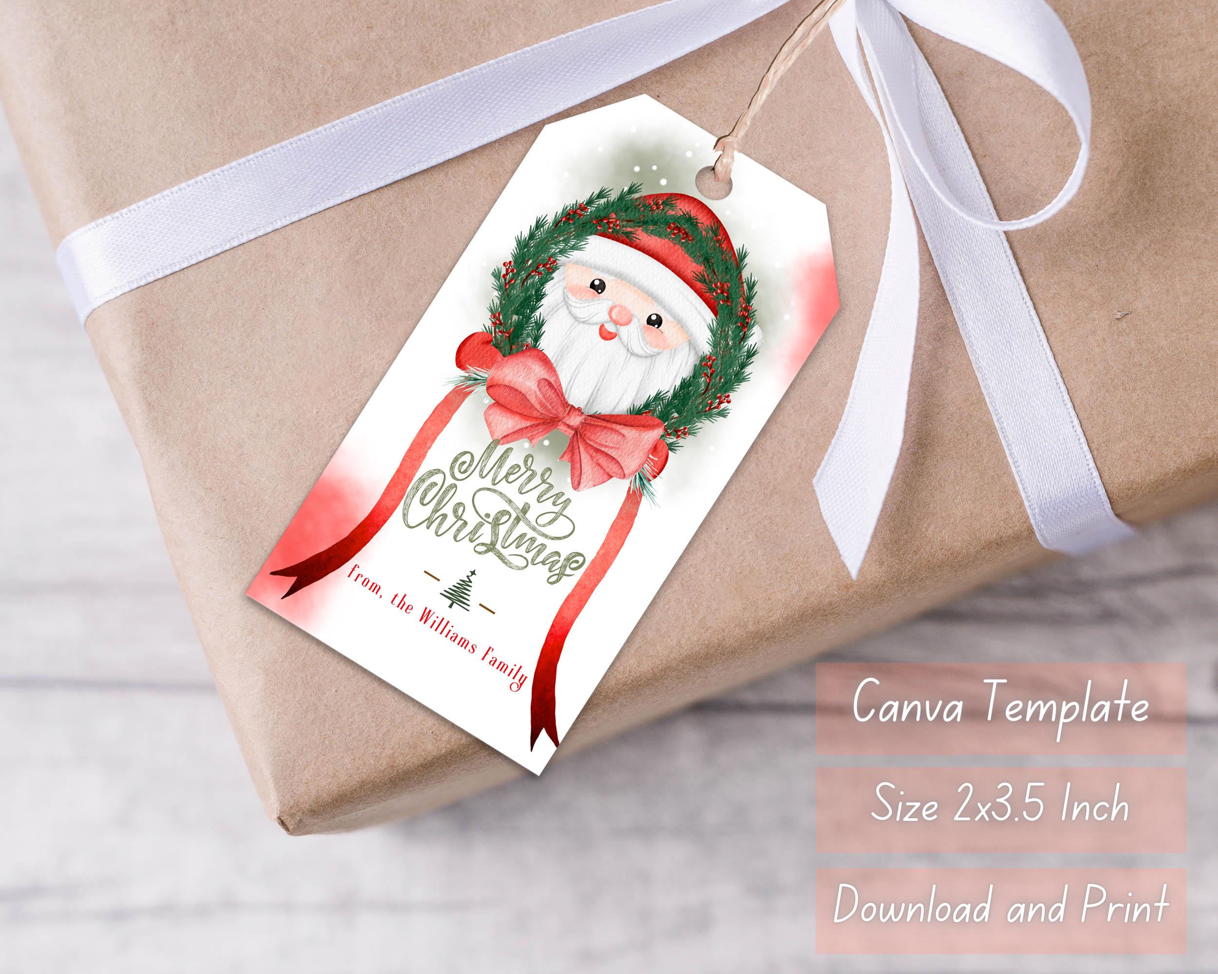 Editable Christmas Gift Tags Canva Template – Merry Christmas Santa ...