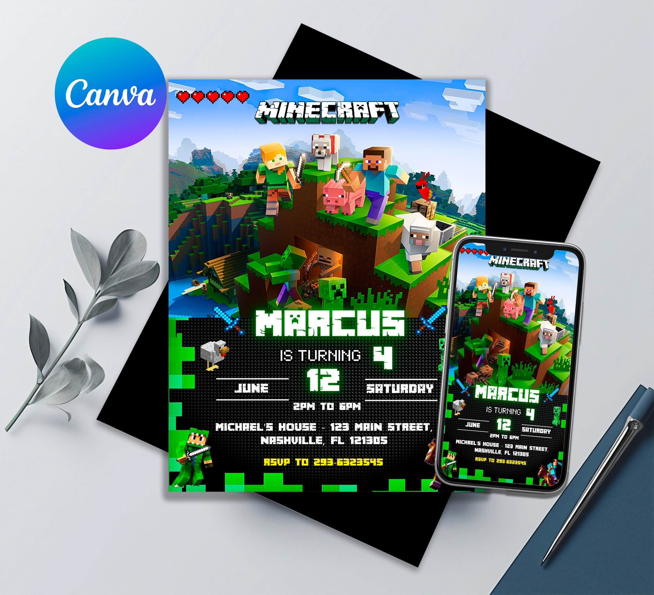 Awesome! Minecraft Birthday Invitation