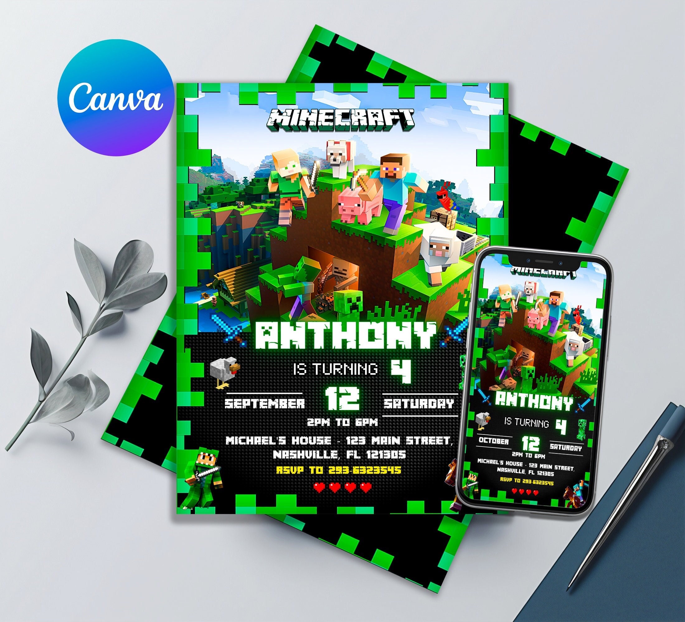 Phenomenal Minecraft Birthday Invitation