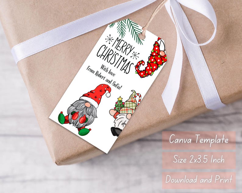 Editable Christmas Gift Tags Canva Template – Merry Christmas Mini ...
