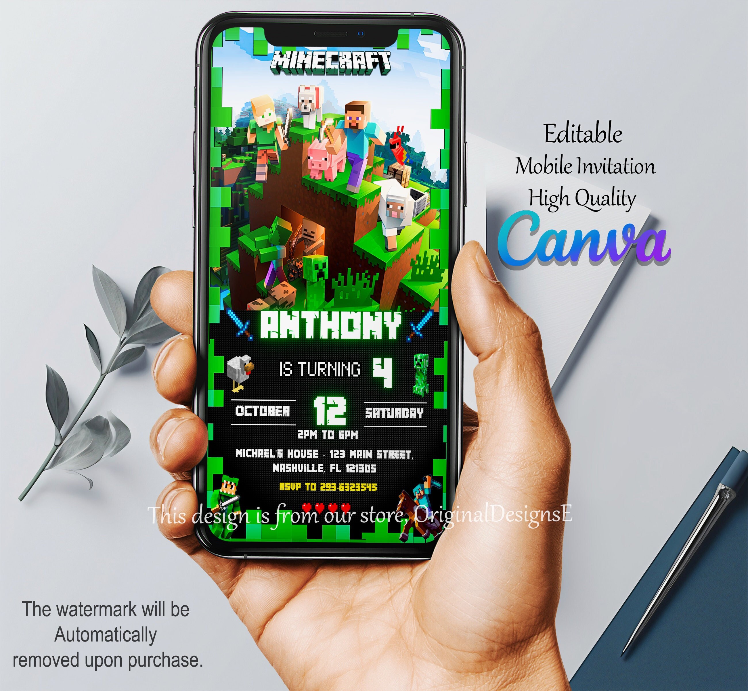 Phenomenal Minecraft Birthday Invitation