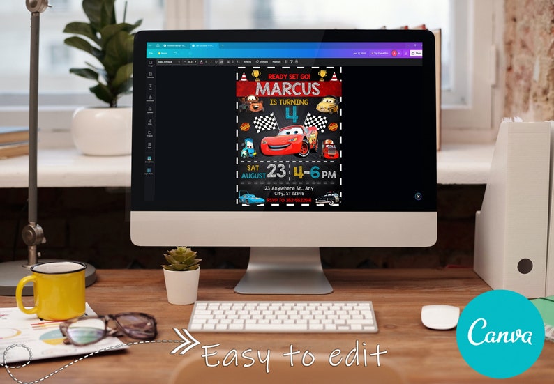 Cars Birthday Invitation | Editable & Printable | Awesome Lightning McQueen Template | Kids Invites | Edit in Canva | Buy Now! image 5