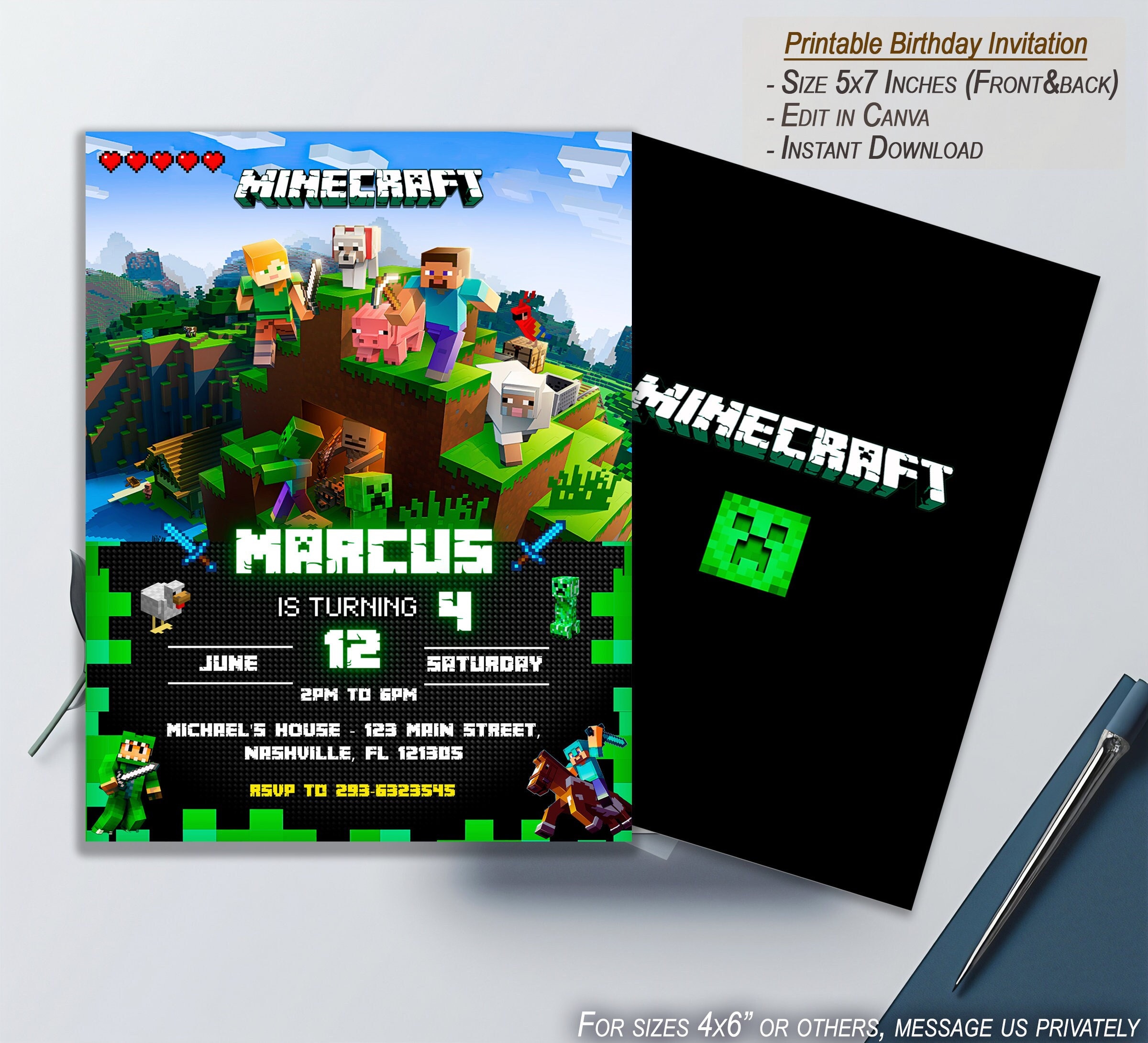 Awesome! Minecraft Birthday Invitation