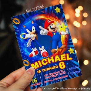 Mario and Sonic Birthday Invitation | Sonic-Mario Birthday Party Invite | Printable-Editable Birthday Invite| Free Favor Tags| Birthday image 4