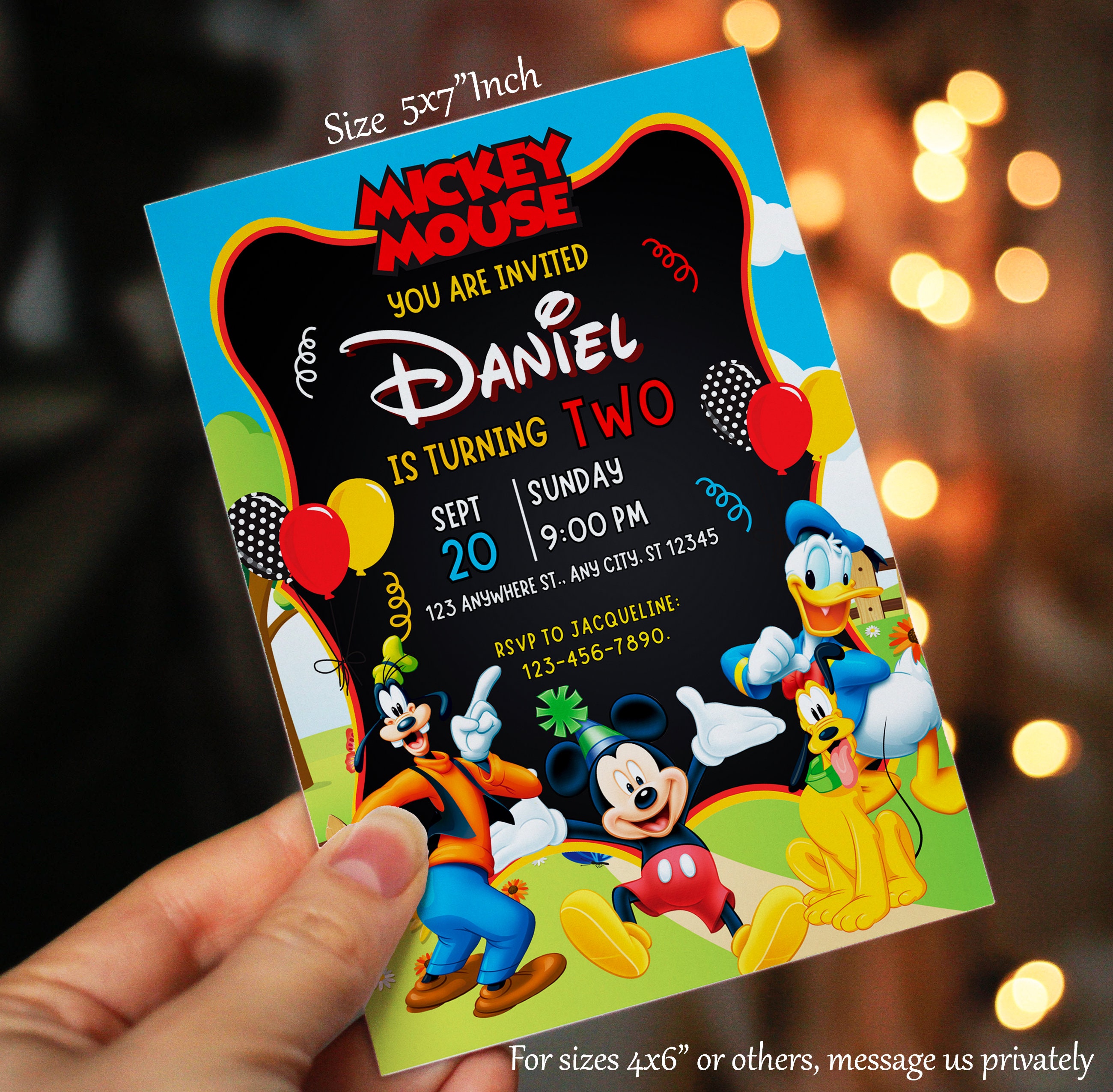 Mickey Mouse Birthday Invitation, Mickey Mouse Party Invite, Editable