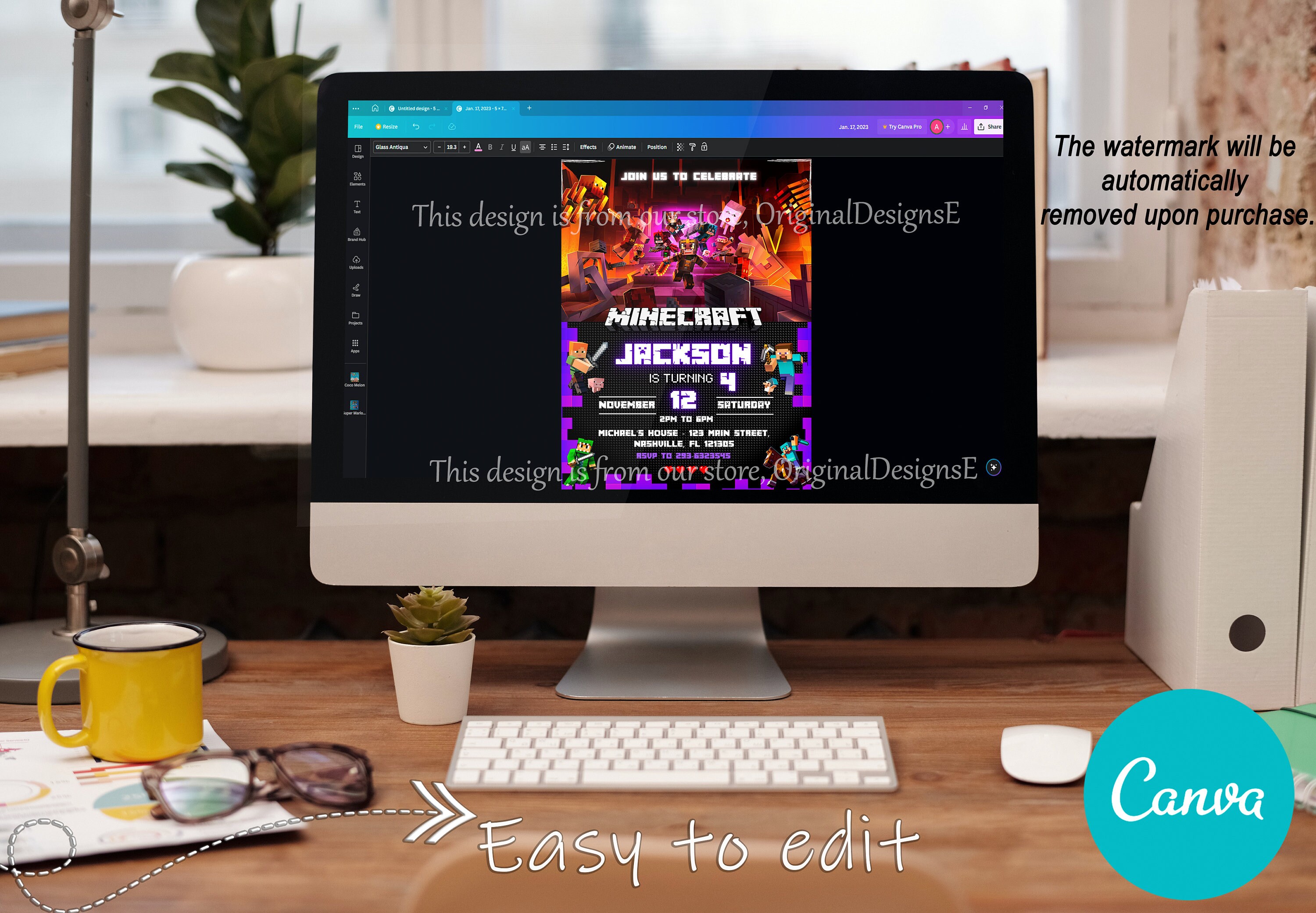 Minecraft Printable + Mobile Invite