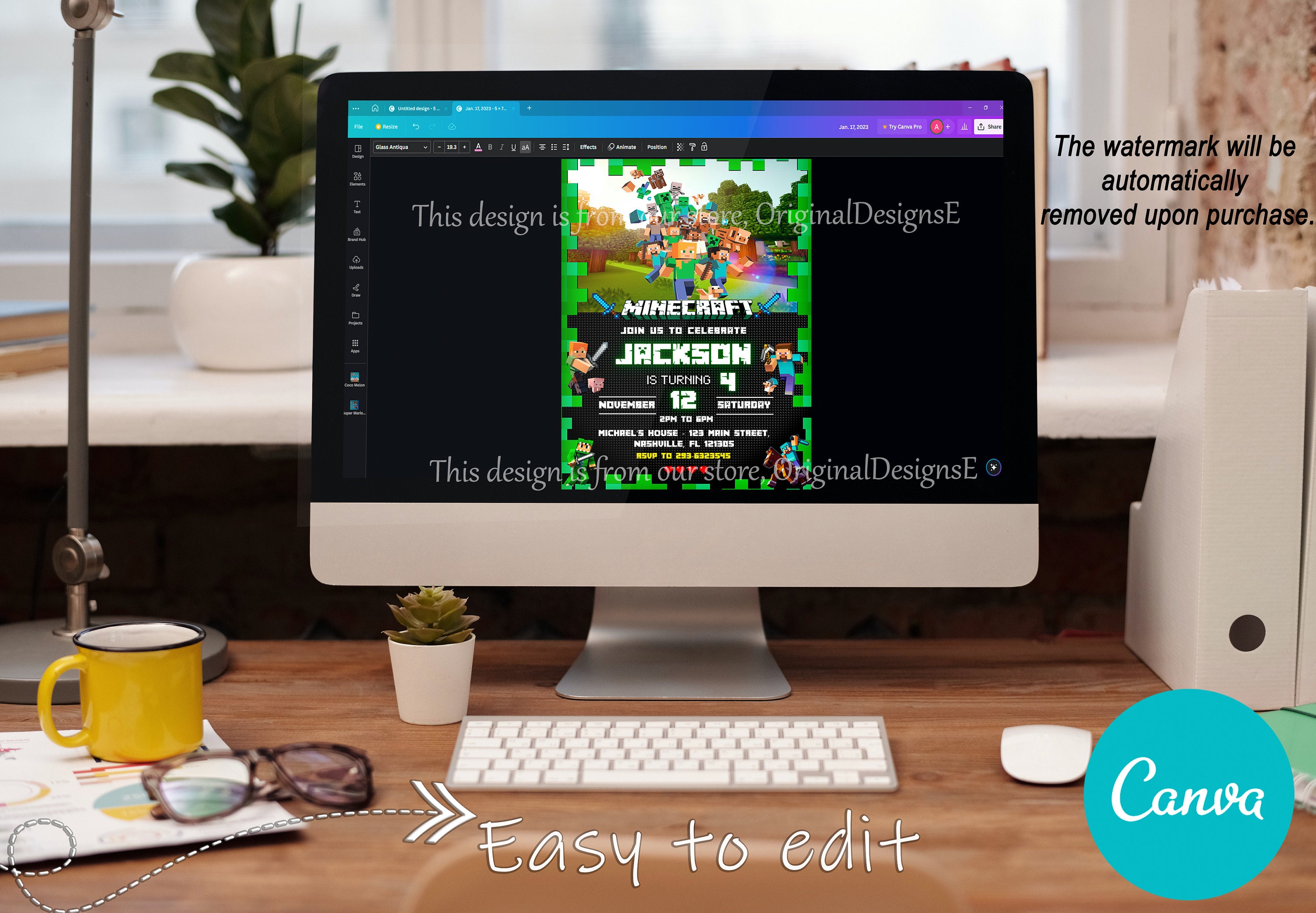 Minecraft Birthday Invitation Printable