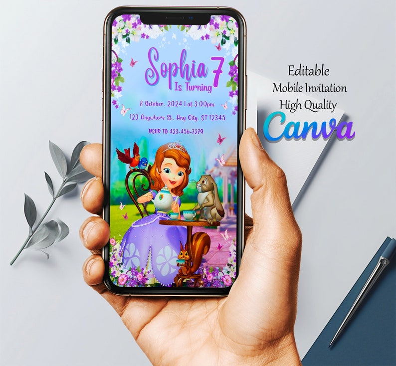 Princess Sofia Birthday Invitation Sofia Birthday Party Invite