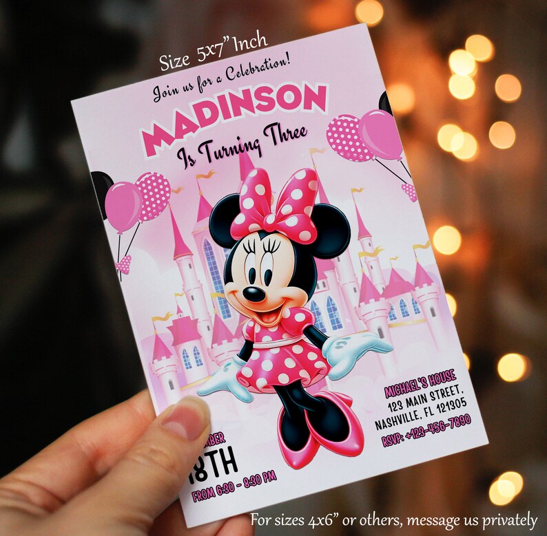 Minnie Birthday Invitation Cute Minnie Mouse Template Printable ...