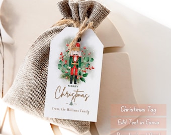 Editable Christmas Gift Tags Canva Template – Merry Christmas Label ...