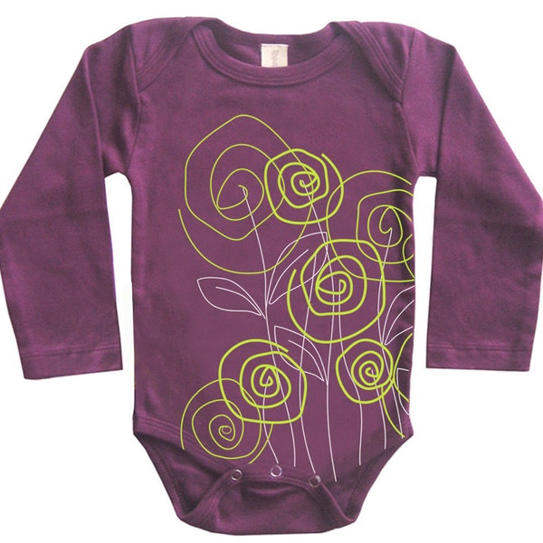 Baby girl gifts Flowers Baby Long Sleeves Organic Onesie Girl - Direct Checkout