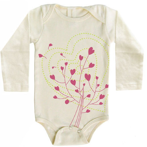 Hearts Grow Long Sleeves Organic Baby Onesie (sale)