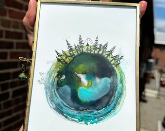 what a wonderful world - framed pen & ink original