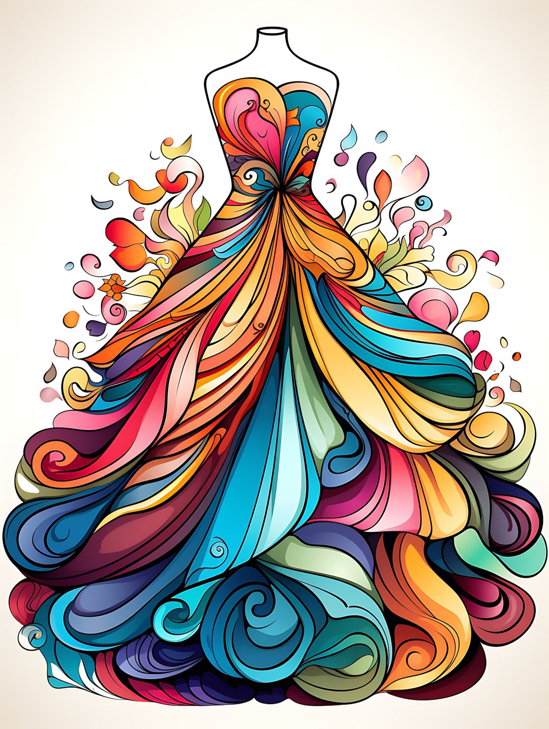 20 Adult Coloring Pages (dresses 4) - Etsy