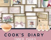 Vintage Recipe Junk Journal - Scrapbooking Kit, Printable Clipart, DIY Cookbook, Cooking Ephemera,faux,old pages,