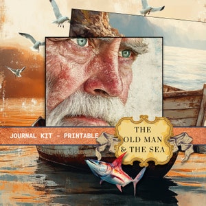 Junk Journal Kit paper, Fishing and Ocean Watercolor, Mixed Media, Pattern, Printable, Shabby chic, Vintage Ocean Scrapbooking Paper, Fish