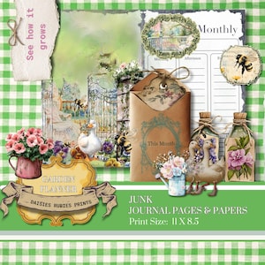 Vintage Garden Planner Printable PDF Floral Gardening Journal & Vegetable Tracker Digital Download DIY Organizer