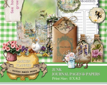 Vintage Garden Planner Printable PDF Floral Gardening Journal & Vegetable Tracker Digital Download DIY Organizer
