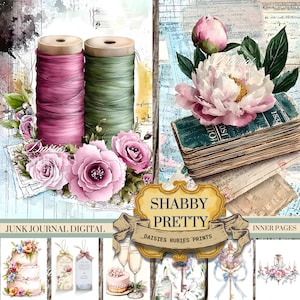 Shabby Chic Junk Journal Pages | Shabby Scrapbook Printable | Vintage Digital Paper Set | Perfect for Junk Journals & Scrapbooking Gift I