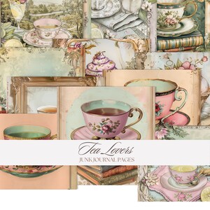 60-piece Shabby Chic Floral Teapot Junk Journal Kit - Digital Junk ...