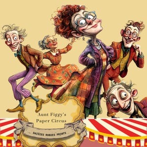Clipart imprimible de circo y teatro vintage, entradas de carnaval, artista de escenario, papel para álbum de recortes, descarga digital DIY
