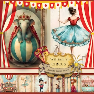 Vintage Circus Junk Journal Pack | Printable Circus Paper Craft | DIY Digital Download for Scrapbooking & Art Projects | Retro Circus Theme