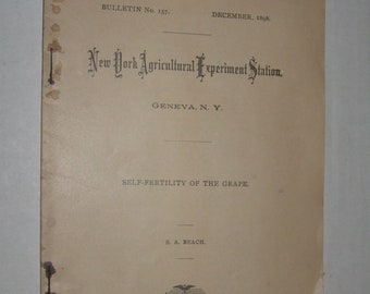 New York Agricultural Experiment Station 1898 Bulletin #157 Booklet - Geneva NY