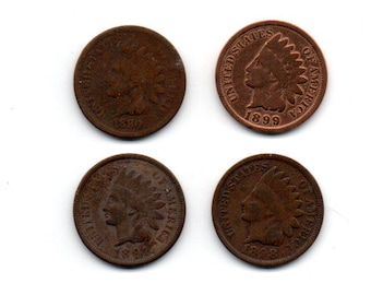 1800's USA Indian Head Cents Coins Lot (4)