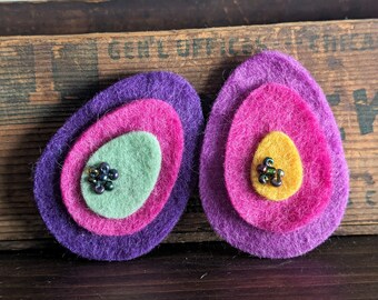 Layered Easter Egg Brooches, Wool Felt Brooches