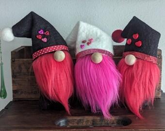 Valentine Gnomes, Wool Felt Gnomes