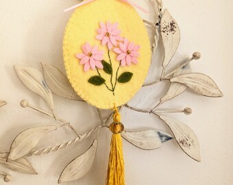 Easter Egg Ornament with Tassel, Wool Felt Easter Eggs