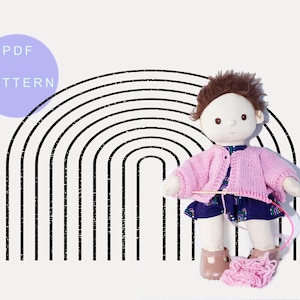Dinkum doll knitting pattern pdf cardigan digital download made in dk yarn knitted doll cardigan .pdf