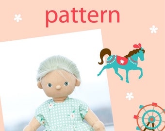Dinkum dolls clothes dress sewing pattern pdf digital download purchase a sewing pattern for a Dinkum doll Pattern 15&quot; Doll Clothes Pattern