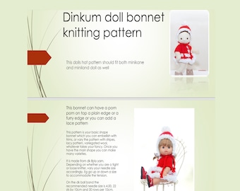 dinkum doll knitting pattern  bonnet knitting pattern dinkum doll minikane doll knitting pattern Doll Bonnet 38cm Miniland Paola Reina .pdf