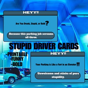 Funny Bad Parking/Driving Window/Herinneringskaarten digitale prints (cadeaus, automan, motorrijders, vriendje, humor)