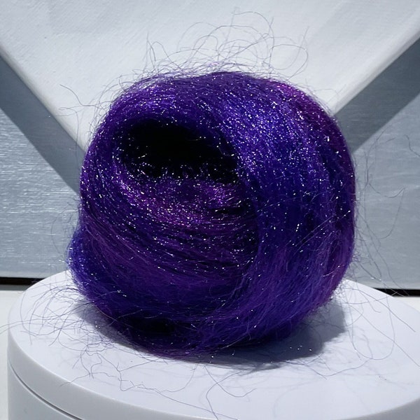 Violet Firestar "Grape” Needle Felting, Spinning Fiber, roving, .5 oz, purple, violet, red violet, wine, blue violet highlights