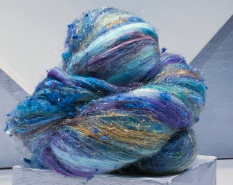 Yarn Felting Art Supplies Mixed Media Textile Art Collage Bamboo Staple Fibre Hand Dyed Art Batts Spinning Paper Making