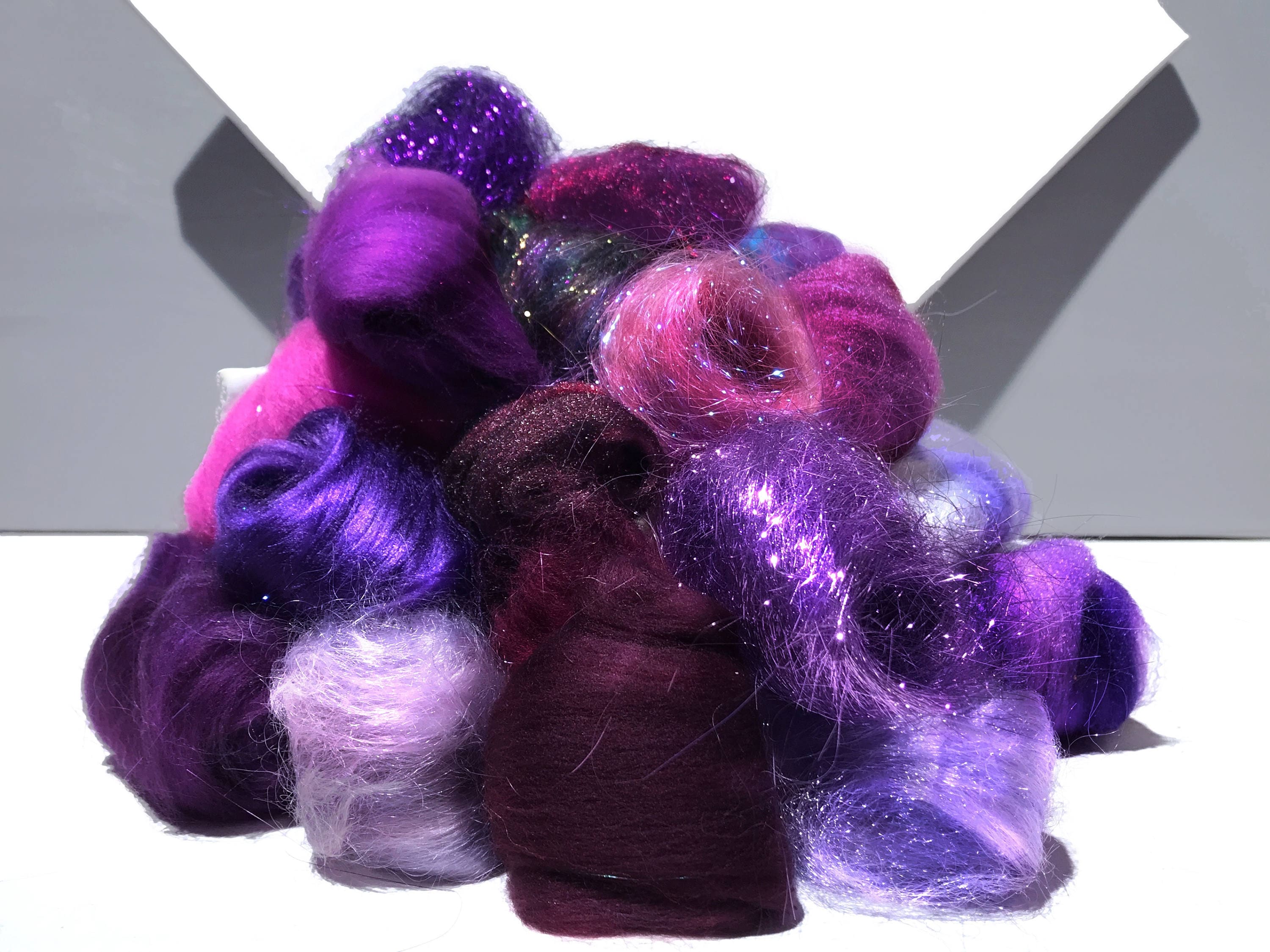 Purple Fiber kit Purple Sampler roving wool firestar glitz Etsy