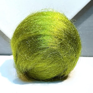Matcha Green Firestar Roving: Sparkly Golden Green Fiber for Spinning & Felting (.5oz)