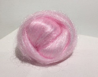 Cotton Candy Pink Firestar Roving, Needle Felting, Spinning Fiber, soft pink, baby pink .5 oz, synthetic dubbing