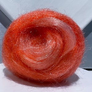 Coral Firestar, Needle Felting , Spinning Fiber, roving, .5 oz, Pink Orange, Variegated Salmon, Peach, synthetic dubbing