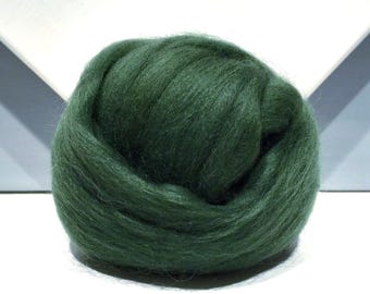 Pine Green Merino Roving, Top: Felting Wool, Spinning Fiber (1 oz)