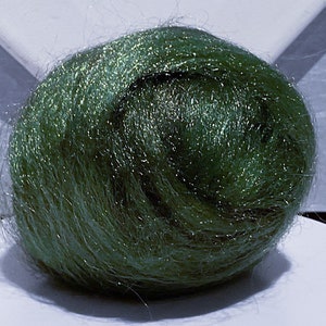 Variegated Green Firestar Avocado Needle Felting, Spinning Fiber, roving, .5 oz image 3