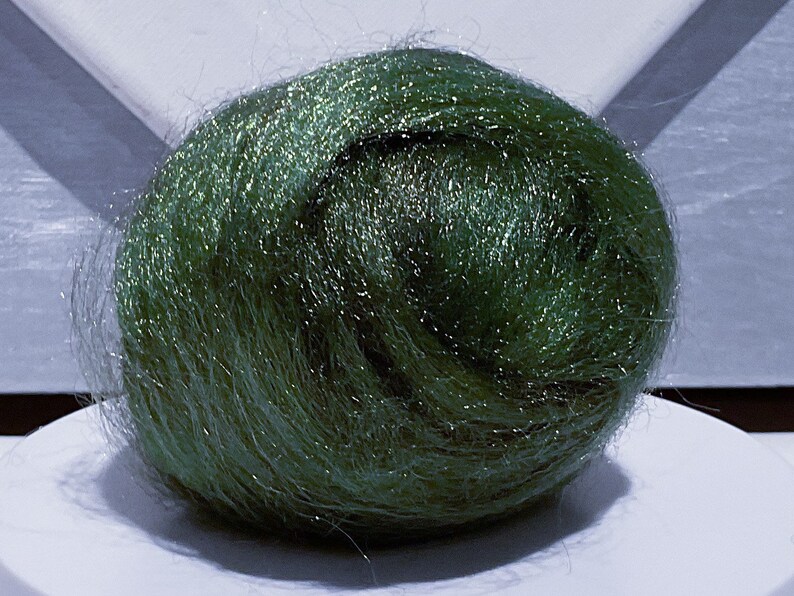 Variegated Green Firestar Avocado Needle Felting, Spinning Fiber, roving, .5 oz image 3