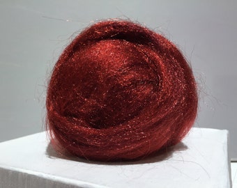 Dark Red Firestar “Brick” Nylon Felting, Spinning Fiber in maroon, red brown, deep auburn, burnt umber, synthetic dubbing
