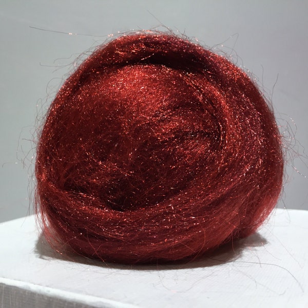 Dark Red Firestar “Brick” Nylon Felting, Spinning Fiber in maroon, red brown, deep auburn, burnt umber, synthetic dubbing