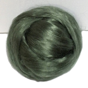 Sage Green Bamboo roving, top, Needle Felting, Spinning Fiber, Medium Green, silver green, Pistachio 1 oz. image 1